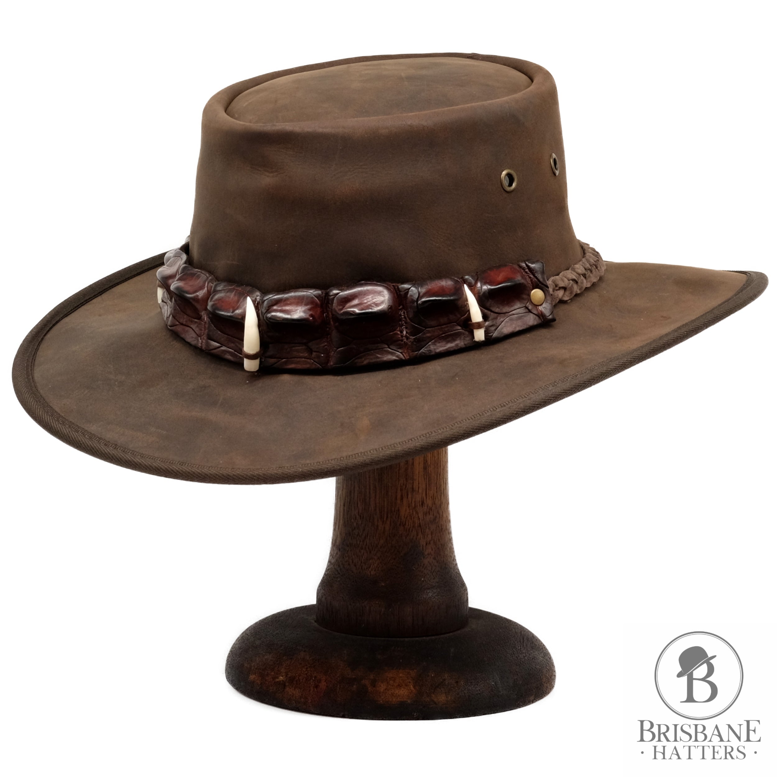Barmah Outback Crocodile Hat (Three Teeth) - Brown - Brisbane Hatters