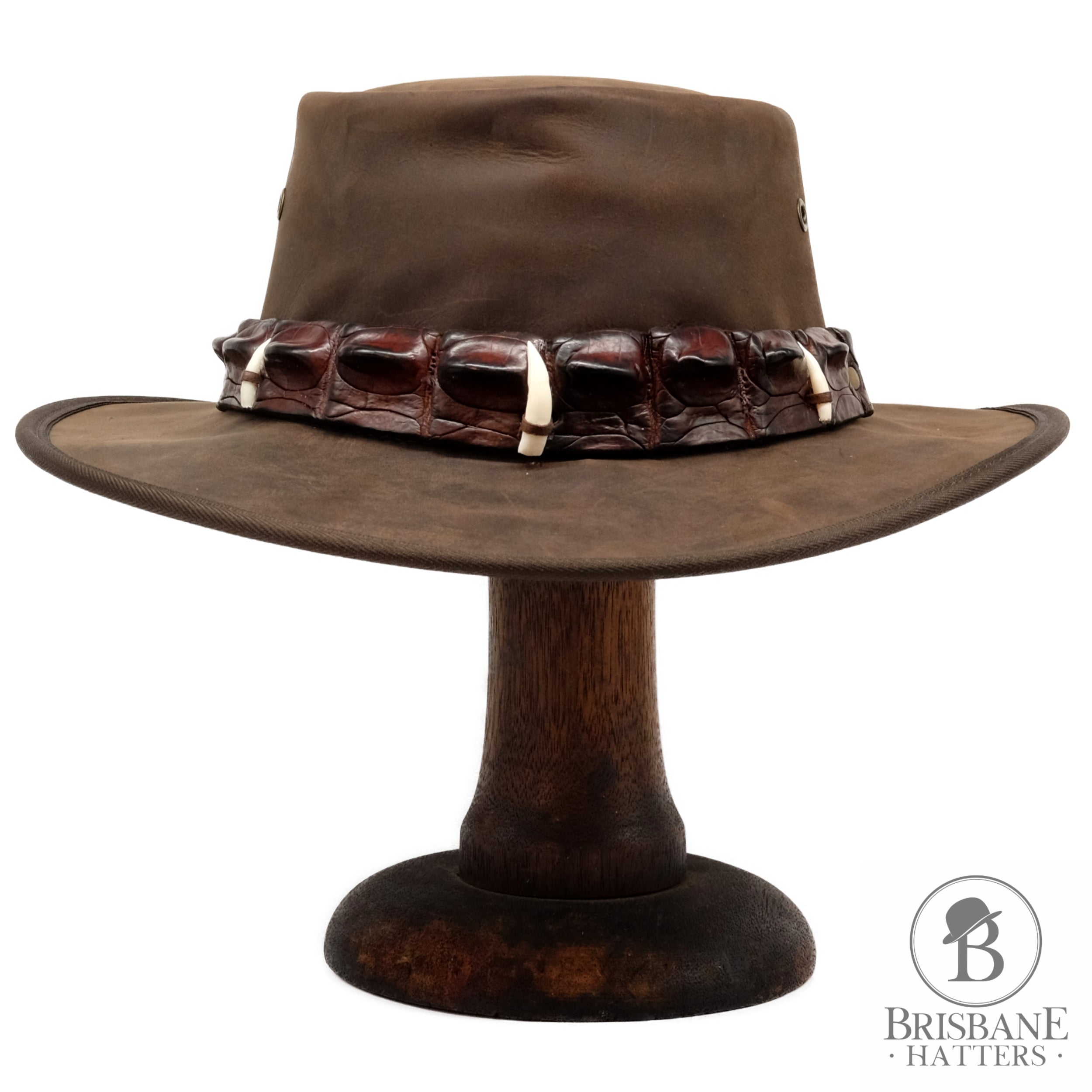 Barmah Outback Crocodile Hat (Three Teeth) - Brown - Brisbane Hatters