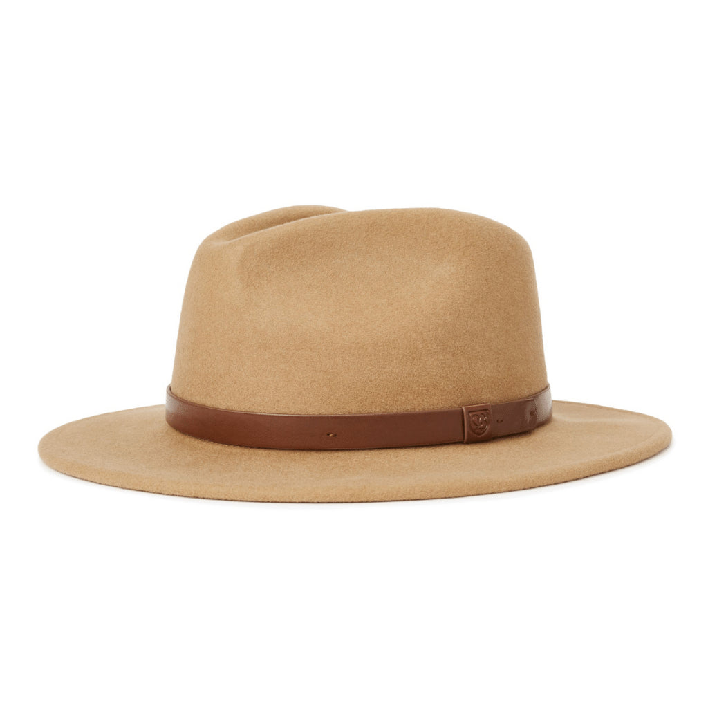 Side view of Brixton Messer fedora in Tobacco colour