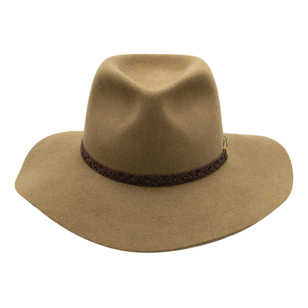 Front view of Akubra Avalon hat in Eucalypt colour