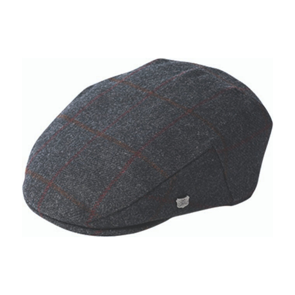 Failsworth Cambridge wool cap in charcoal check pattern