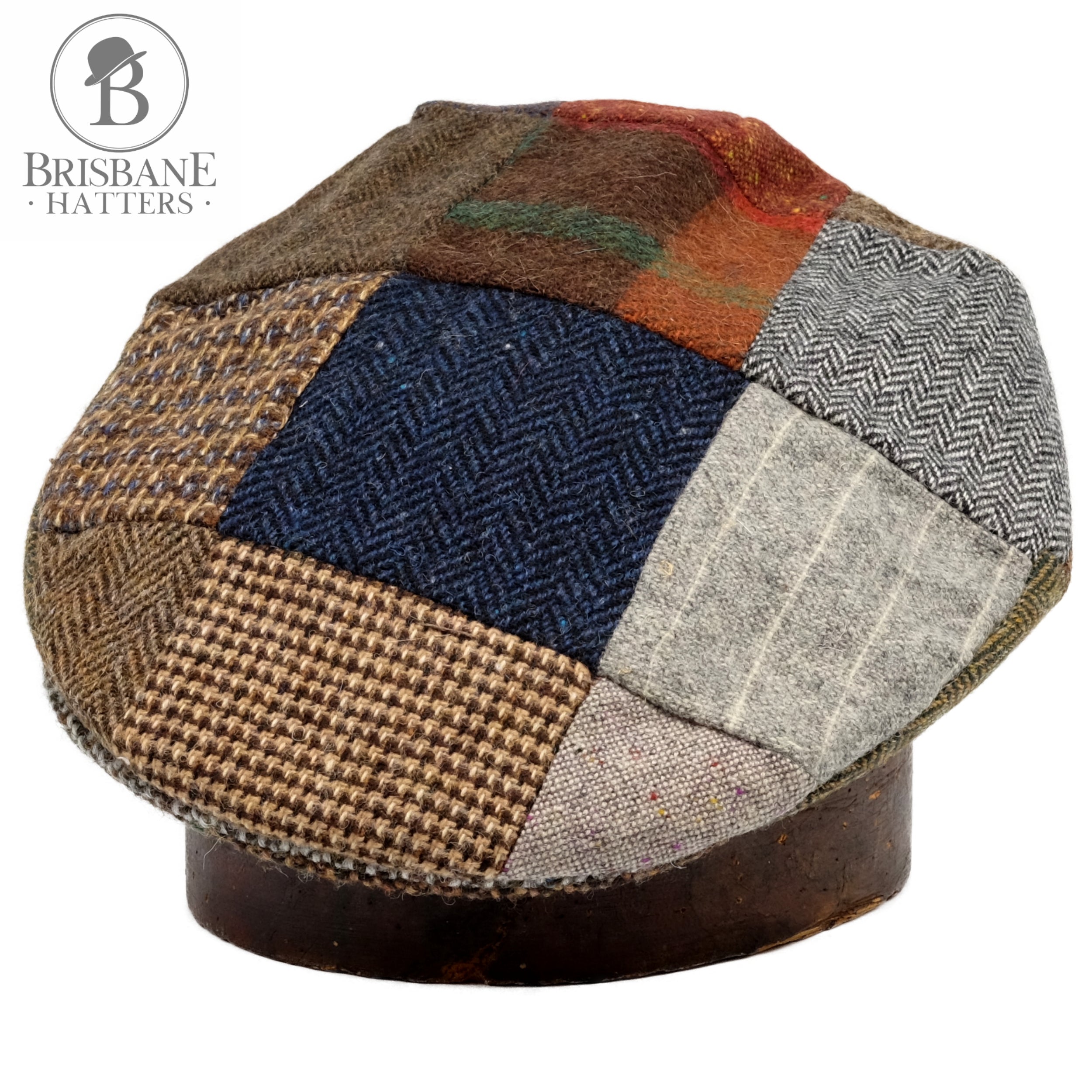 Casquette Plate Monaghan Patchwork Laine Vierge - Hanna Hats Reference :  4952