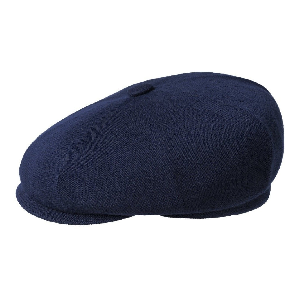Side view of Kangol Bamboo Hawker cap in dark blue